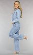 Blauwe Longsleeve Straight Leg Spijker Jumpsuit