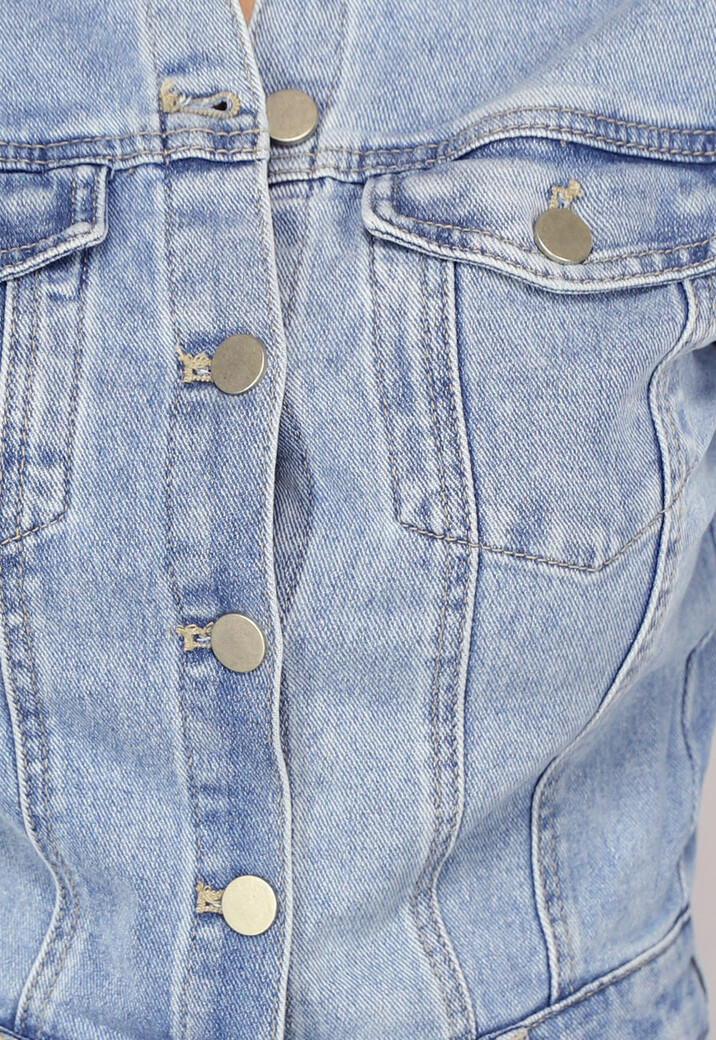 Blauwe Longsleeve Straight Leg Spijker Jumpsuit