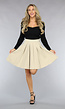 Geplooide Beige Skater Rok