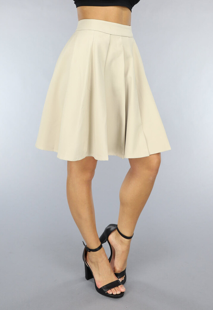 Geplooide Beige Skater Rok