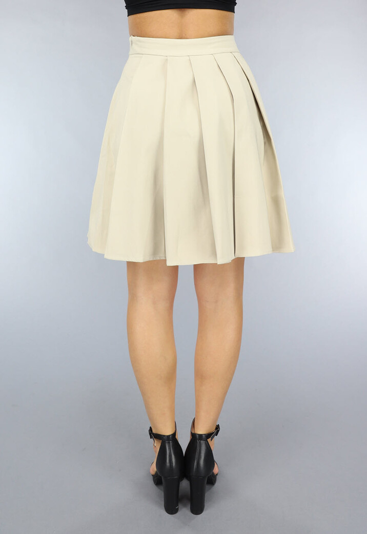 Geplooide Beige Skater Rok