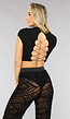 Cropped Zwart Rib Topje met Open Rug