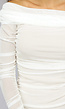 Geplooide Witte Off Shoulder Mesh Jurk