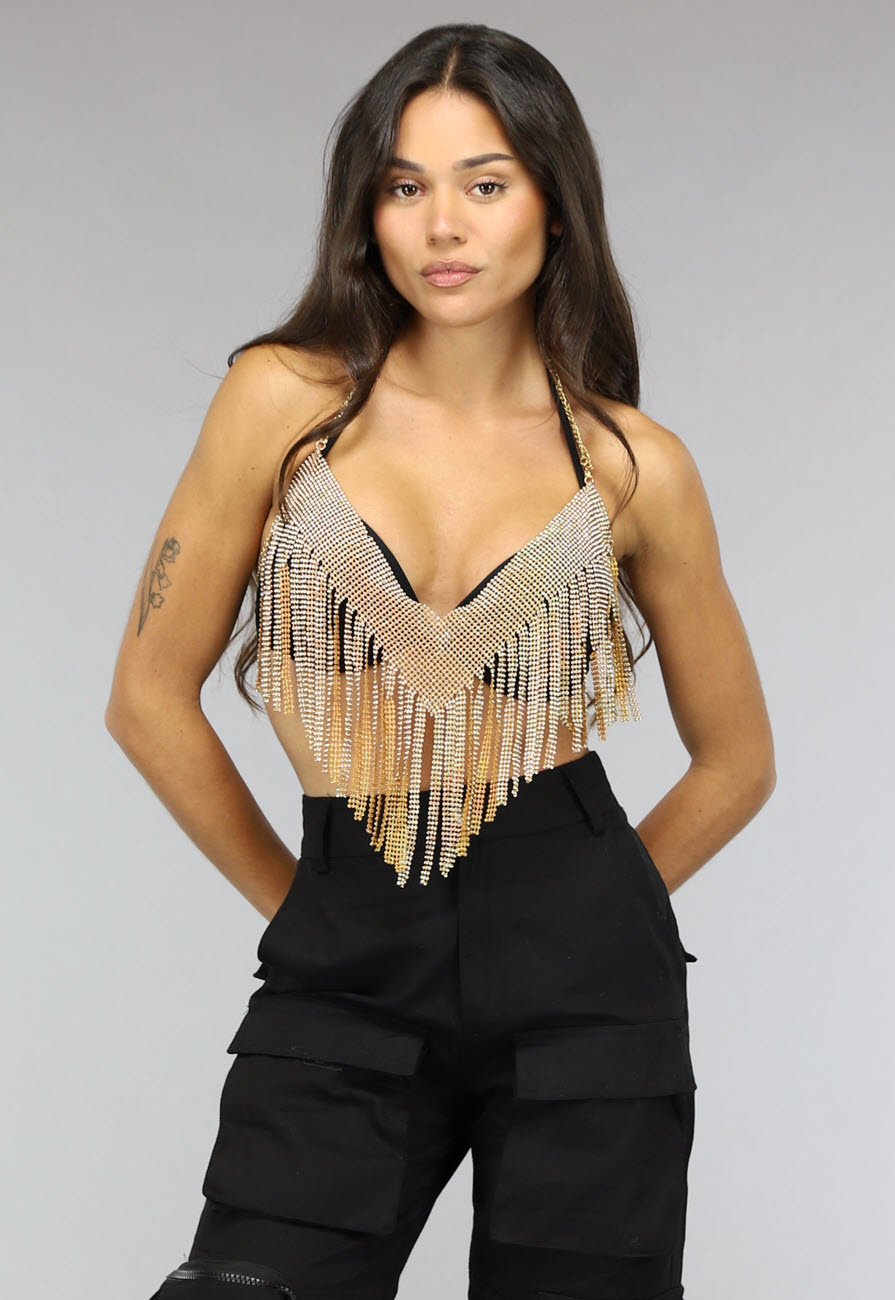 Vrouwen Sparkly Kwasten Fringe Jurk Sexy Laag Gesneden Spaghetti Bandjes Mini Jurk Glitter Pailletten Club Party Korte Jurk Y2k Jurk, B-goud, S