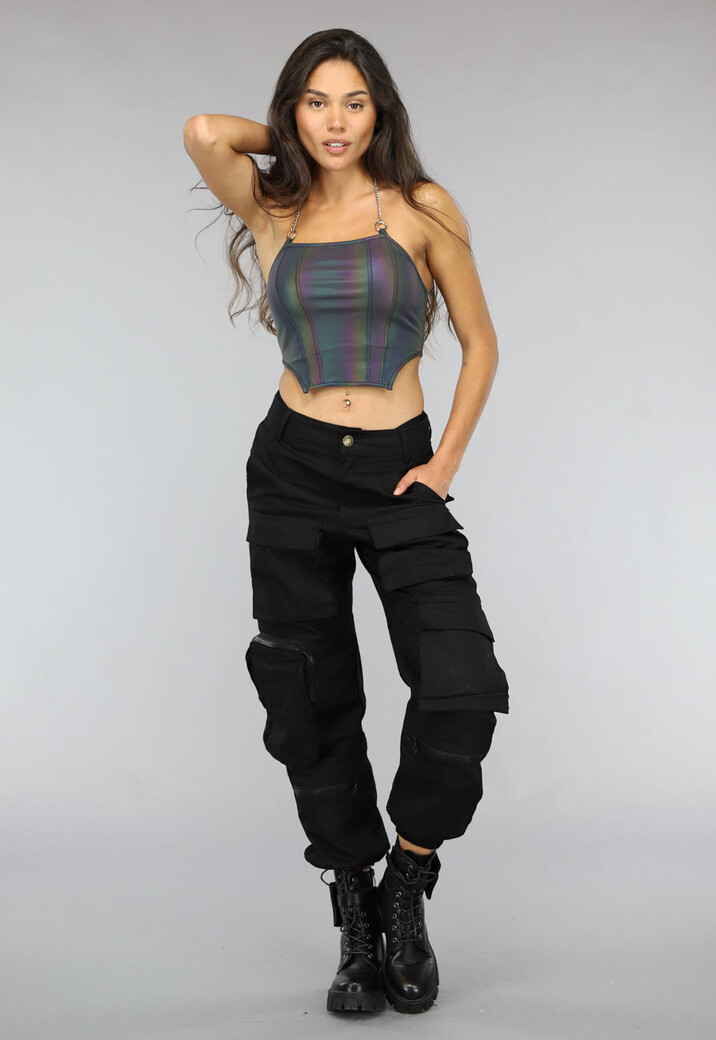 Reflecterende Halter Top met Ketting