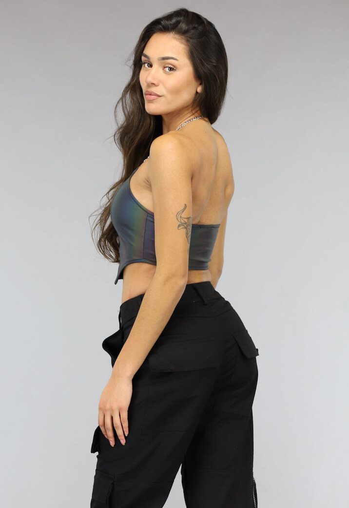 Reflecterende Halter Top met Ketting