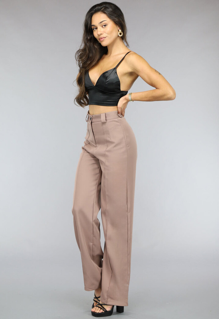 Zwarte Satin Look Crop Top met Spaghettibandjes