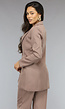 Taupe Halflange Blazer met Schoudervulling