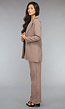 Taupe Halflange Blazer met Schoudervulling