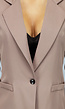 Taupe Halflange Blazer met Schoudervulling