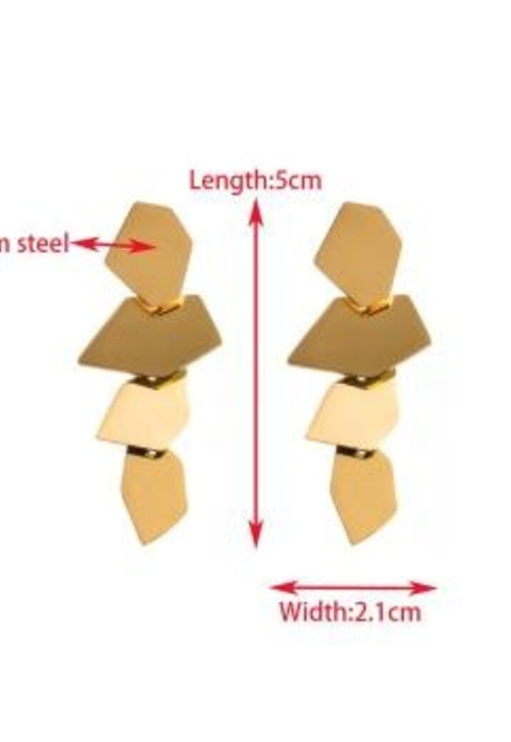 Gouden Stainless Oorbellen met Organische Vormen