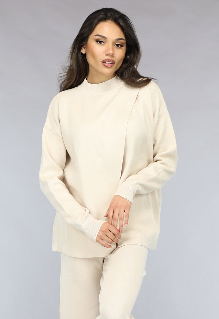 Zachte Beige Lounge Set met Overslag