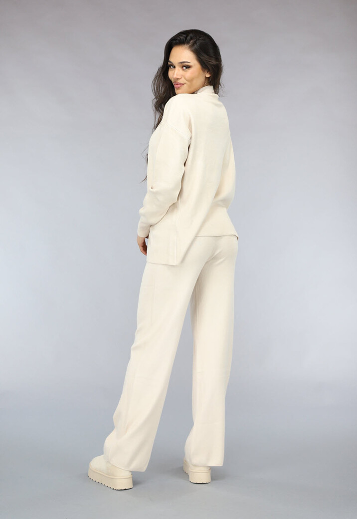 Zachte Beige Lounge Set met Overslag