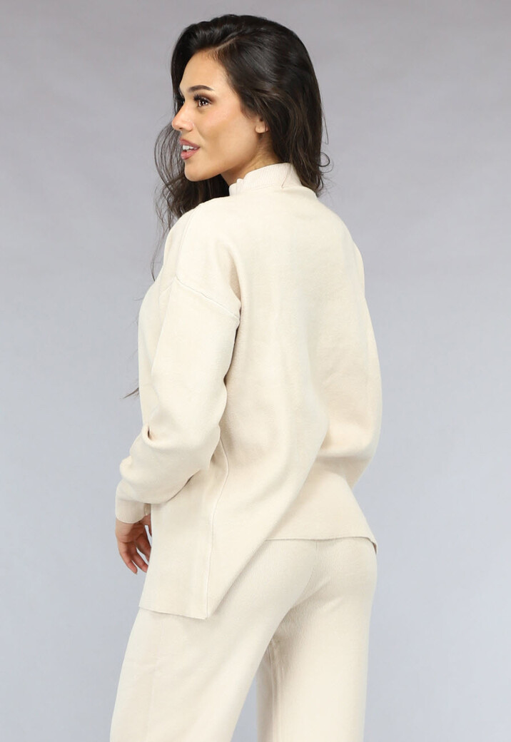 Zachte Beige Lounge Set met Overslag