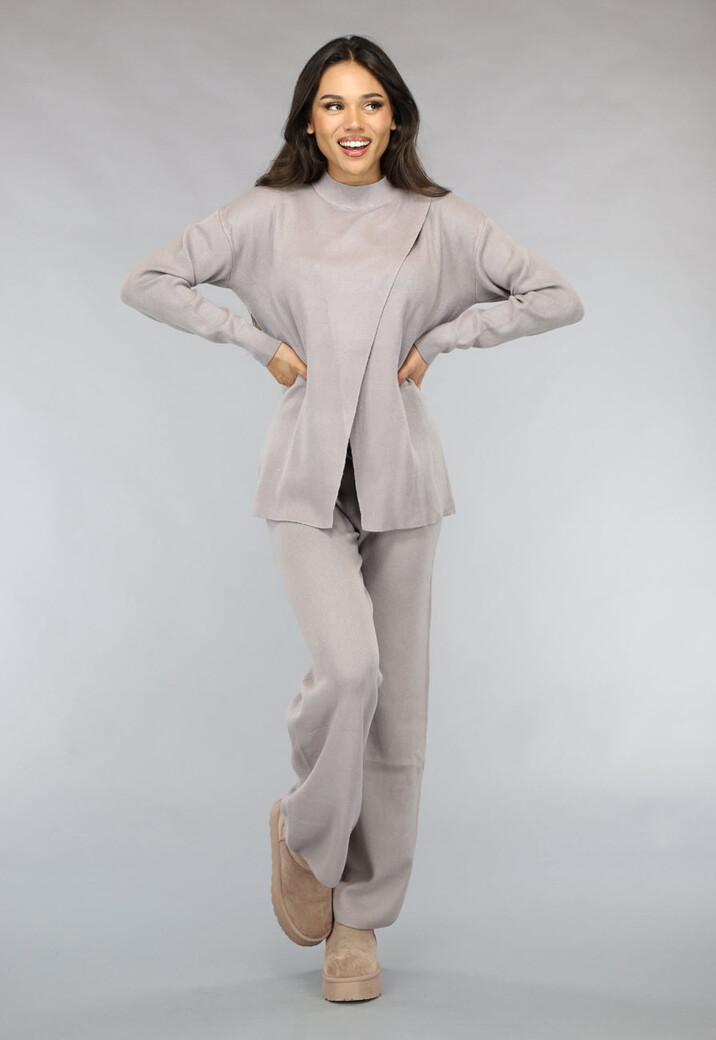 Zachte Taupe Lounge Set met Overslag