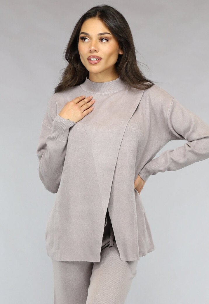 Zachte Taupe Lounge Set met Overslag