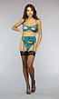 Groene Velvet Lingerie Set met Kanten Accenten