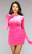 Fuchsia Velvet Two Piece met Fluffy Rok