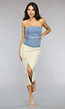 Strapless Denim Top met Knoopdetail