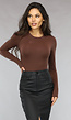 Bruine Elastische Longsleeve Bodysuit