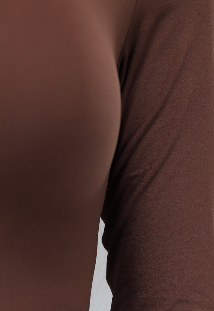 Bruine Elastische Longsleeve Bodysuit