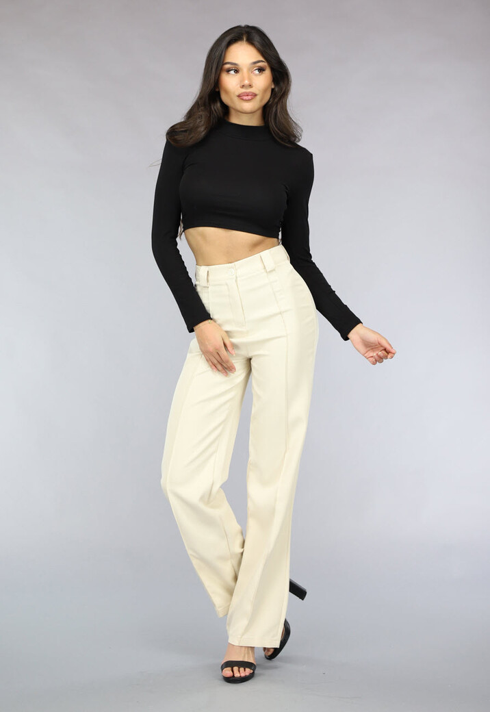 Zwarte Longsleeve Top met Open Rug