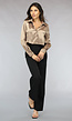 Khaki Cropped Blouse met Knoopsluiting