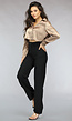 Khaki Cropped Blouse met Knoopsluiting