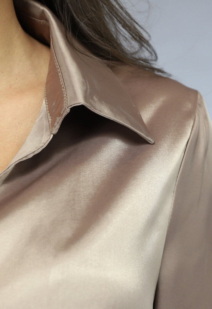 Khaki Cropped Blouse met Knoopsluiting