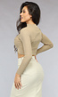 Khaki Ribgebreide Cross Over Crop Top