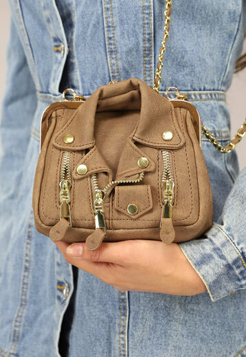 OP=OP.14.AV Bruine Crossbody Tas met Jas Ontwerp