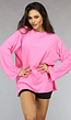 Roze Oversized Top met Wijde Mouwen