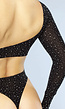 Zwarte One Shoulder Fishnet Body met Cut Out