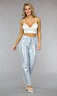 Witte Satin Look Crop Top met Spaghettibandjes