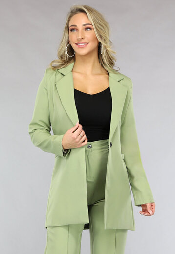 OP=OP.13.S Classy Halflange Blazer in Olijfgroen