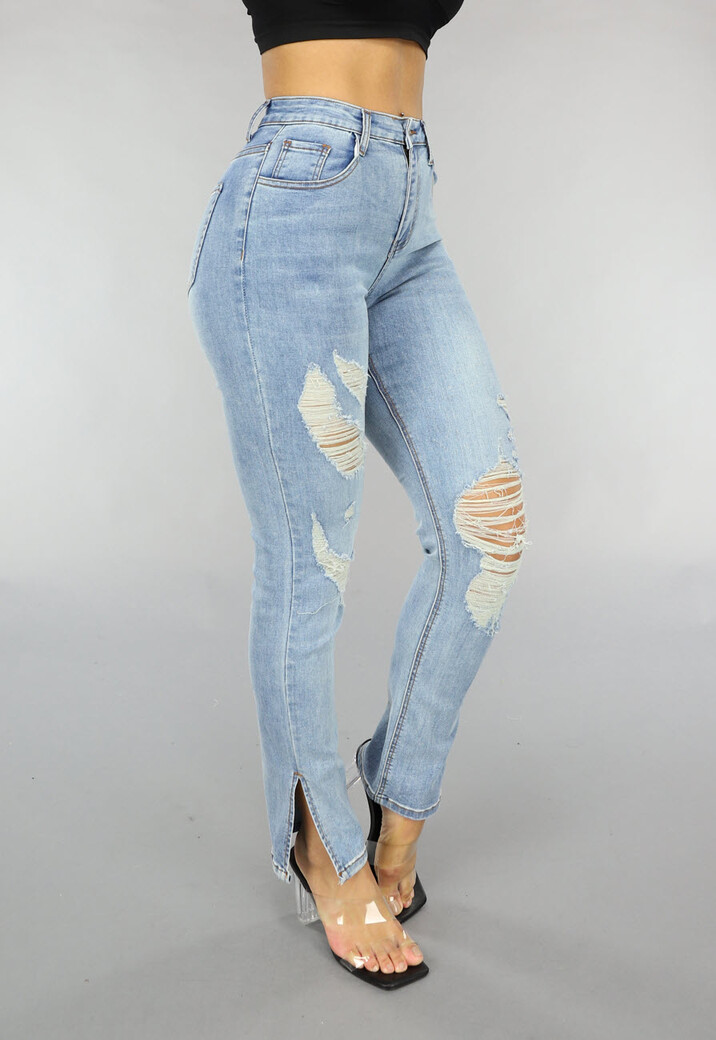 Skinny Jeans met Scheuren en Splitje