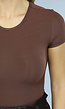 Bruine Stretch Body met Korte Mouwen