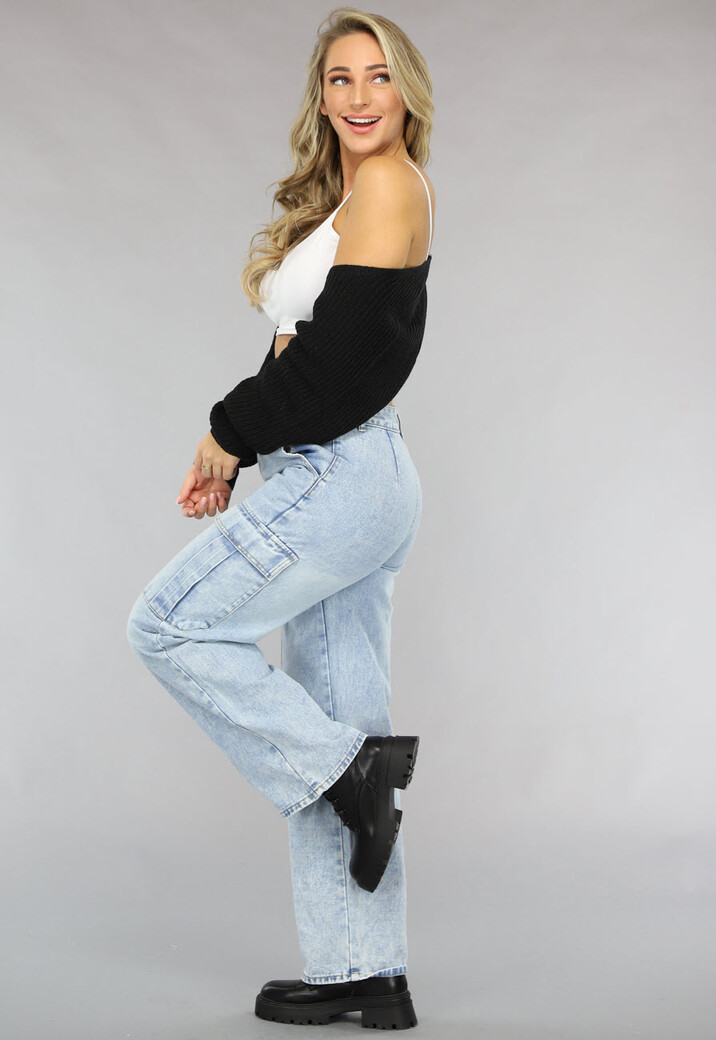 Zwart Gebreid Bolero Vestje met Lange Mouwen