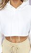 Witte Cropped Hoodie met Pofmouwen