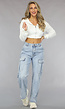 Witte Cropped Korset Look Vestje met Capuchon