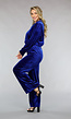 Blauwe Wide Leg Velours Two Piece