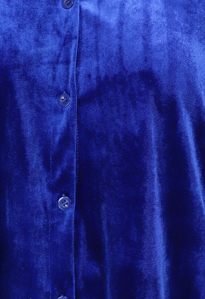 Blauwe Wide Leg Velours Two Piece