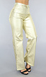 Gouden Lederlook Straight Leg Broek