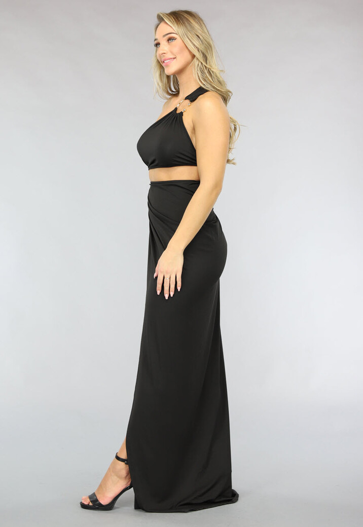 Asymmetrische Cut Out Jurk met Gouden Ringen