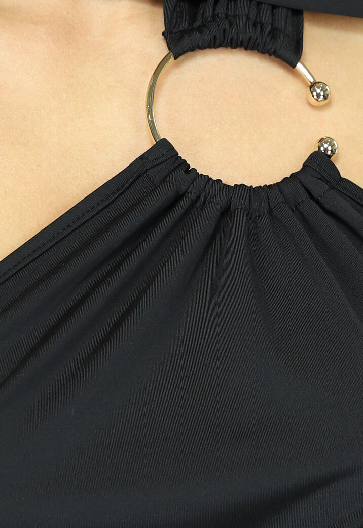 Asymmetrische Cut Out Jurk met Gouden Ringen