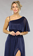 Navy One Shoulder Galajurk met Shimmer