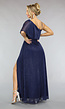 Navy One Shoulder Galajurk met Shimmer