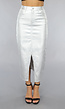 Zilveren Metallic Midi Rok met Split
