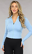 Blauwe Sporttop met Lange Mouwen en Duimgaten