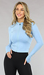 Blauwe Sporttop met Lange Mouwen en Duimgaten